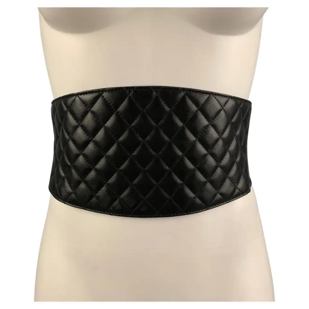 Vintage 2011 CHANEL Corset Extra Wide Quilted Leather Belt Adjustable Size “S”